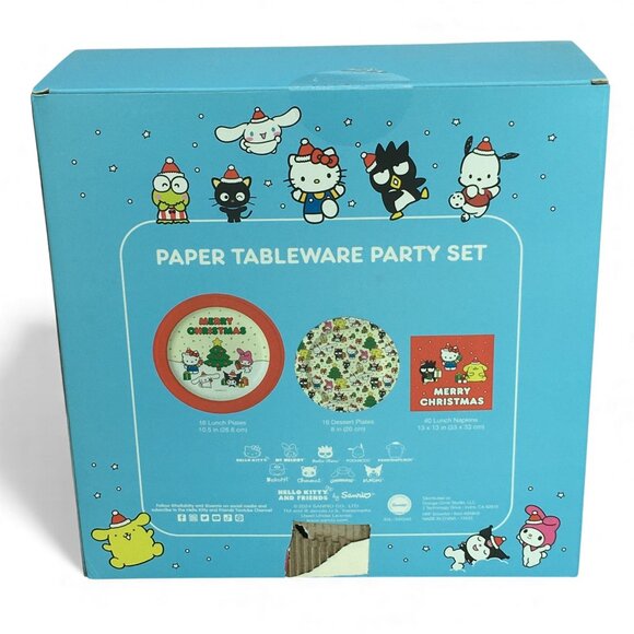 Hello Kitty & Friends Christmas Paper Tableware Party Set 72 Pc Plates & Napkins - Picture 3 of 5